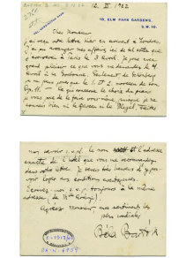 Bartók's letter to Henry Prunières about the performance of Schoenberg's op. 11, March 12, 1922