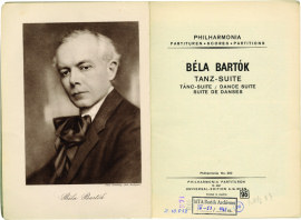 Title page of the first pocket score edition of Bartók's Dance Suite (1923); © Copyright 1924 by Universal Edition, Copyright renewed 1951 by Boosey & Hawkes Inc., New York