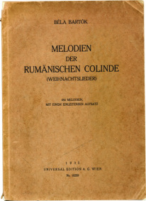 Bartók's scholarly monograph on Romanian Christmas songs (colinde) published in 1935