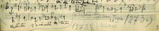 Two pages of one of Bartók's folksong collecting notebooks showing the melodies of the two respective colinde, whose texts served as the basis for the libretto of Cantata profana  (detail); Bartók estate, © 2005, Gábor Vásárhelyi