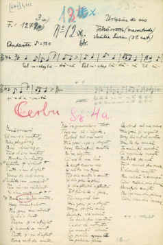 No. 12bb in Bartók's monograph Melodien der rumänischen Colinde (Weihnachtslieder) [posthumously published in English as Carols and Christmas Songs (Colinde)] as shown on a támlap (record card) used for the classification of melodies; Bartók estate, © 2005, Gábor Vásárhelyi