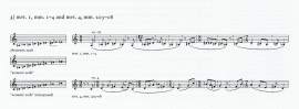 The transformation of the first movement's chromatic main theme into the “diatonic” (or “acoustic”) extended version in the fourth movement of Music for Strings, Percussion and Celesta as shown in Felix Meyer's introduction to a facsimile edition of the compositional manuscript (Mainz, 2000), 40