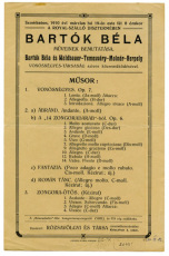 Bartók's first composer's evening in Budapest featuring the First String Quartet, performed by the Waldbauer-Kerpely Quartet, and most of the Fourteen Bagatelles for piano, March 17, 1910