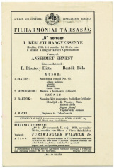 A Budapest concert conducted by Ernest Ansermet featuring Bartók's Sonata for Two Pianos and Percussion, October 31, 1938